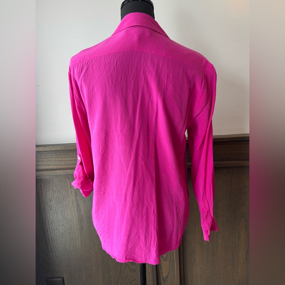 Tommy Bahama Fuchsia Silk adjustable sleeve button down Shirt M - Picture 5 of 8
